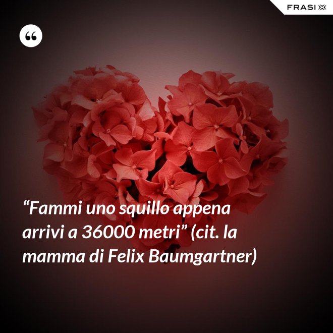 “Fammi uno squillo appena arrivi a 36000 metri” (cit. la mamma di Felix Baumgartner) - Anonimo