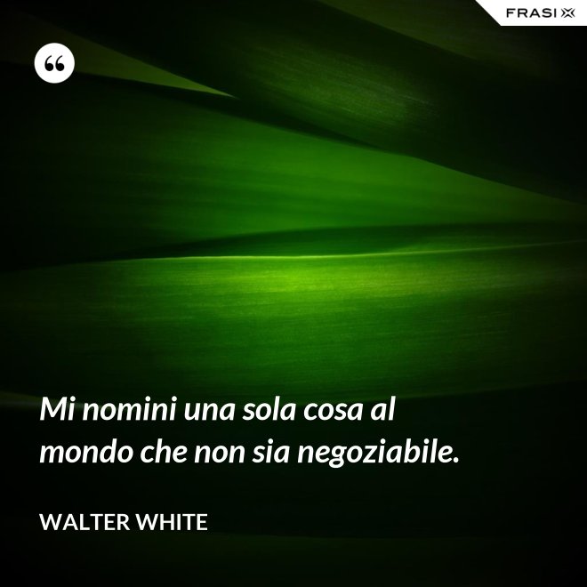 Mi nomini una sola cosa al mondo che non sia negoziabile. - Walter White