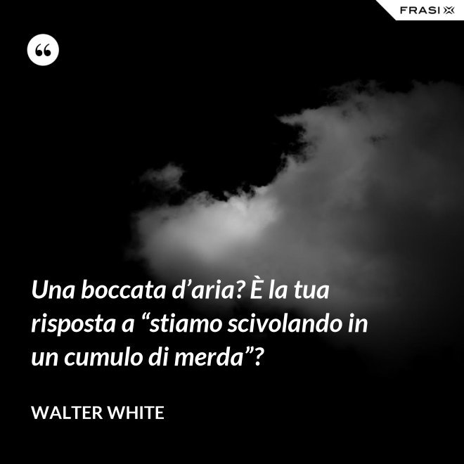 Una boccata d’aria? È la tua risposta a “stiamo scivolando in un cumulo di merda”? - Walter White