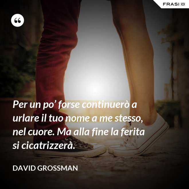 Per un po’ forse continuerò a urlare il tuo nome a me stesso, nel cuore. Ma alla fine la ferita si cicatrizzerà. - David Grossman