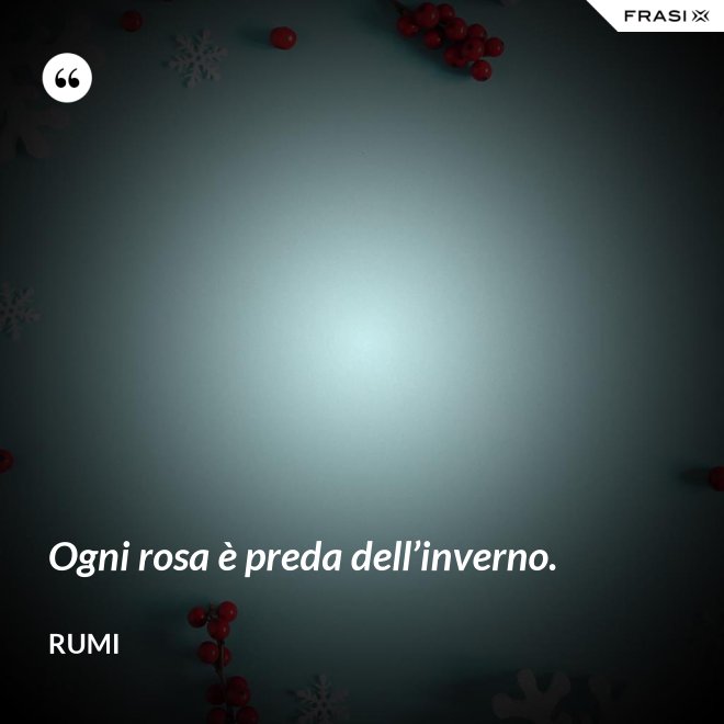 Ogni rosa è preda dell’inverno. - Rumi