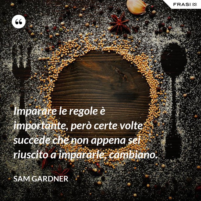 Imparare le regole è importante, però certe volte succede che non appena sei riuscito a impararle, cambiano. - Sam Gardner