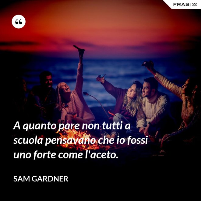 A quanto pare non tutti a scuola pensavano che io fossi uno forte come l'aceto. - Sam Gardner