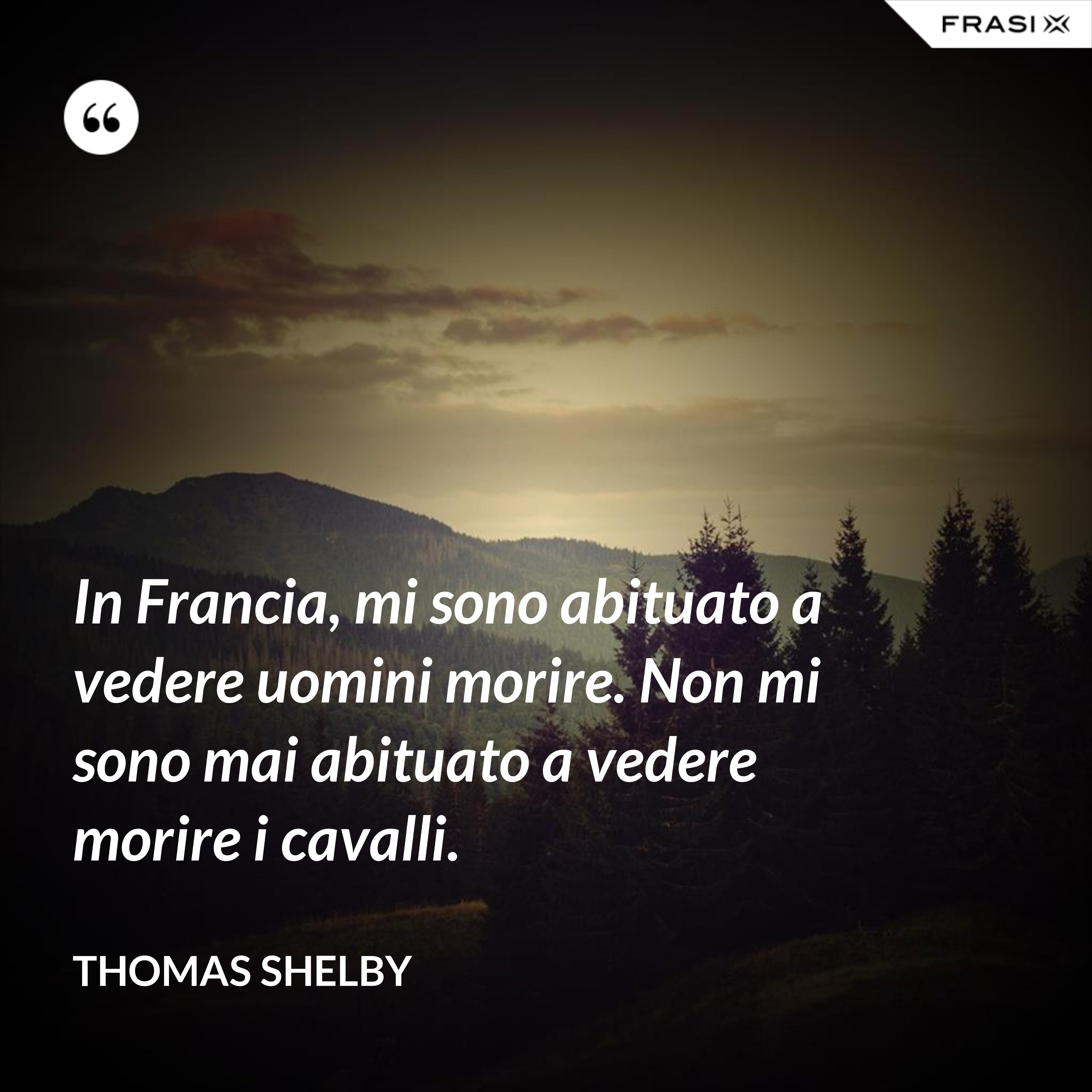 In Francia, mi sono abituato a vedere uomini morire. Non mi sono mai abituato a vedere morire i cavalli. - Thomas Shelby