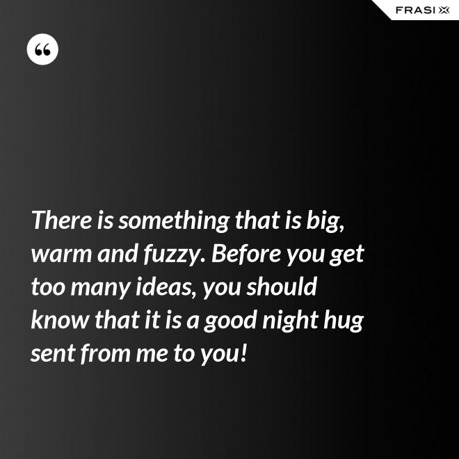 There is something that is big, warm and fuzzy. Before you get too many ideas, you should know that it is a good night hug sent from me to you! - Anonimo