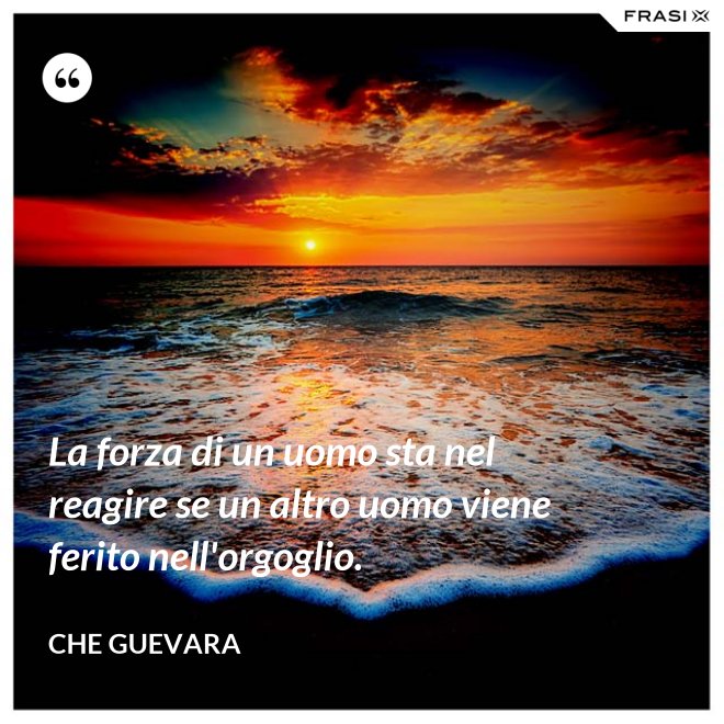 La forza di un uomo sta nel reagire se un altro uomo viene ferito nell'orgoglio. - Che Guevara