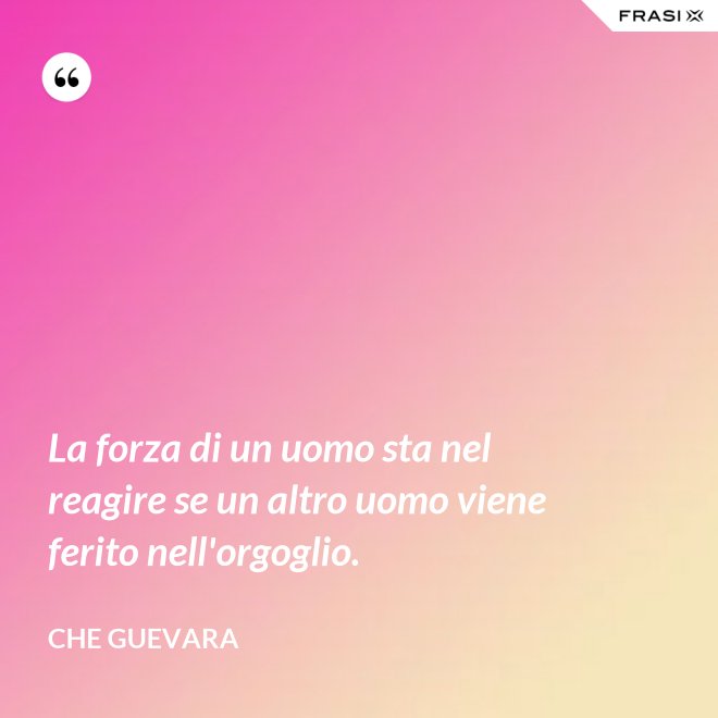 La forza di un uomo sta nel reagire se un altro uomo viene ferito nell'orgoglio. - Che Guevara