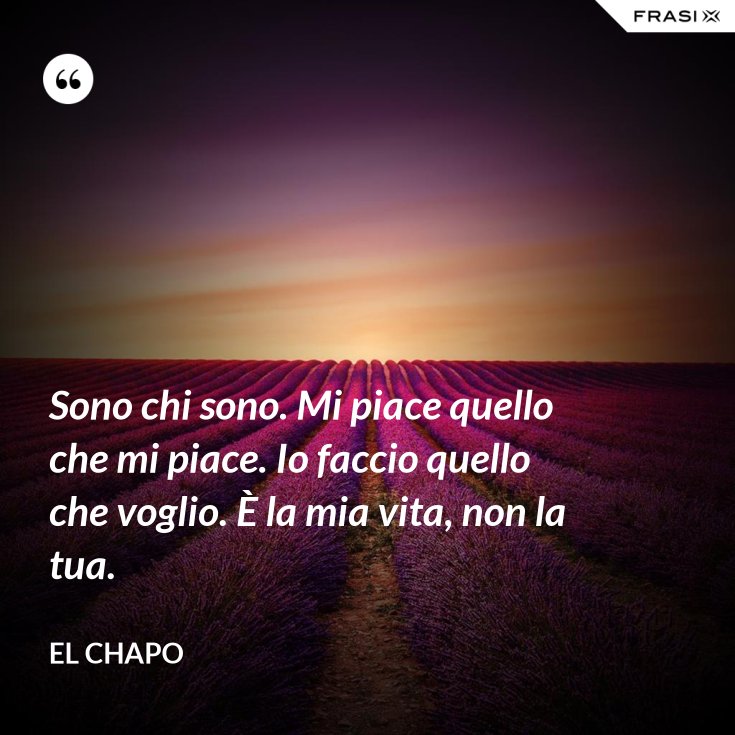 Sono chi sono. Mi piace quello che mi piace. Io faccio quello che voglio. È la mia vita, non la tua. Sono chi sono. Mi piace quello che mi piace. Io faccio quello che voglio. È la mia vita, non la tua.