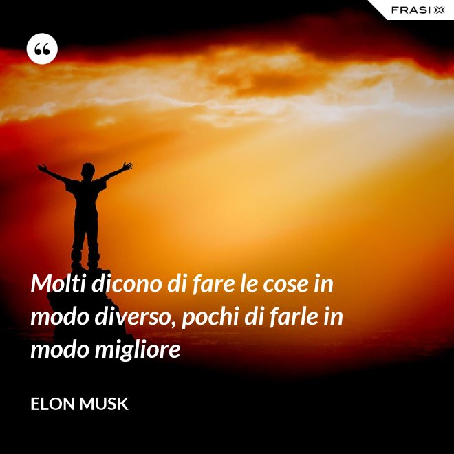 Molti dicono di fare le cose in modo diverso, pochi di farle in modo migliore - Elon Musk