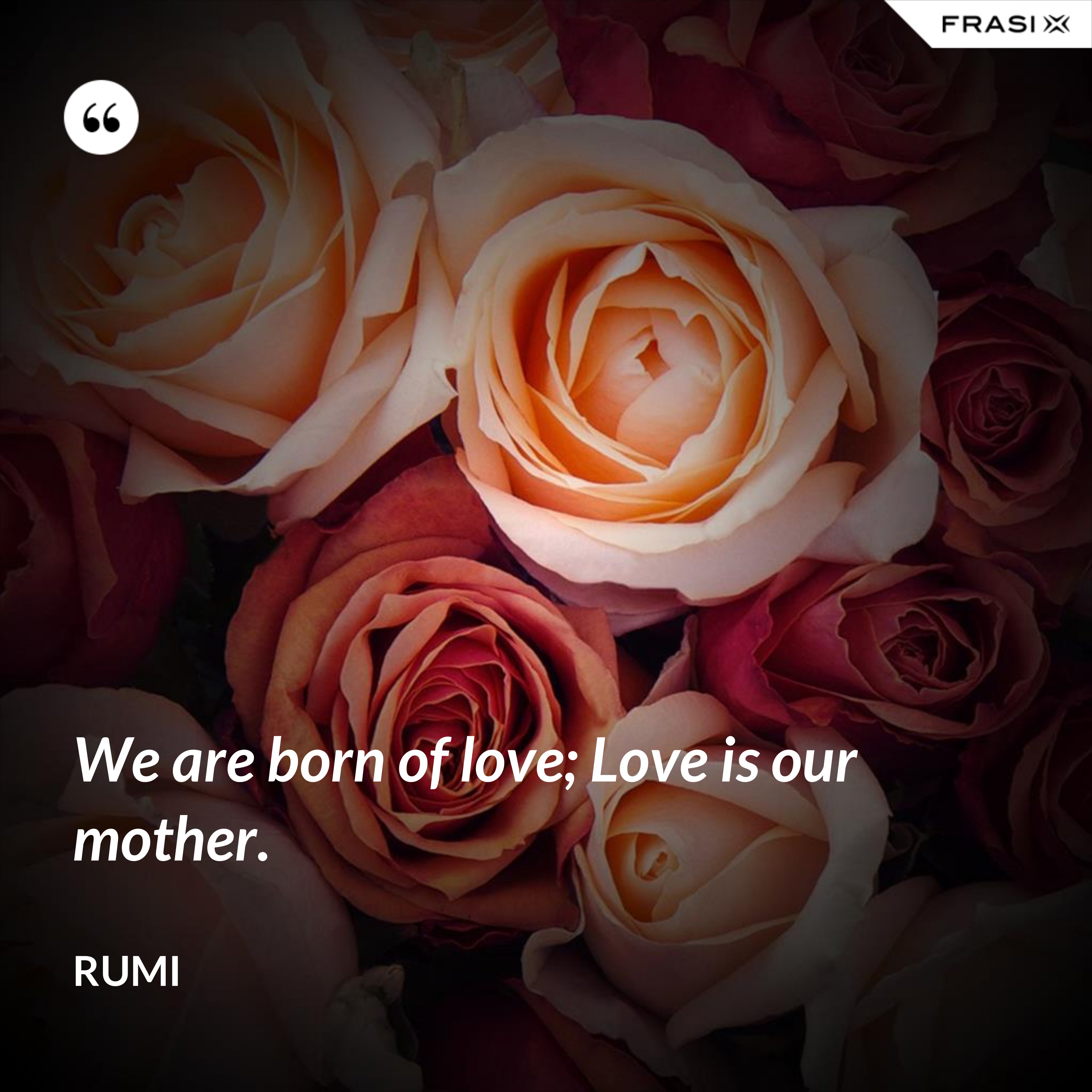 We are born of love; Love is our mother. - Rumi