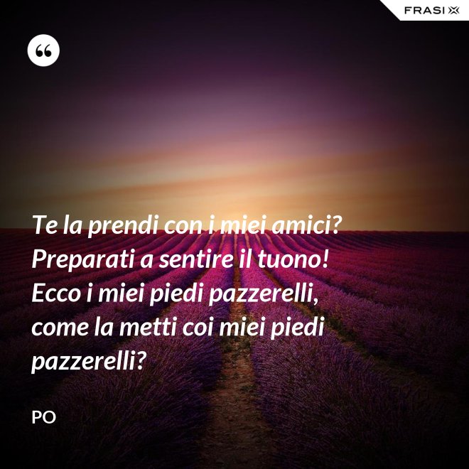 Te la prendi con i miei amici? Preparati a sentire il tuono! Ecco i miei piedi pazzerelli, come la metti coi miei piedi pazzerelli? - Po