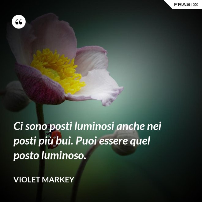 Ci sono posti luminosi anche nei posti più bui. Puoi essere quel posto luminoso. - Violet Markey
