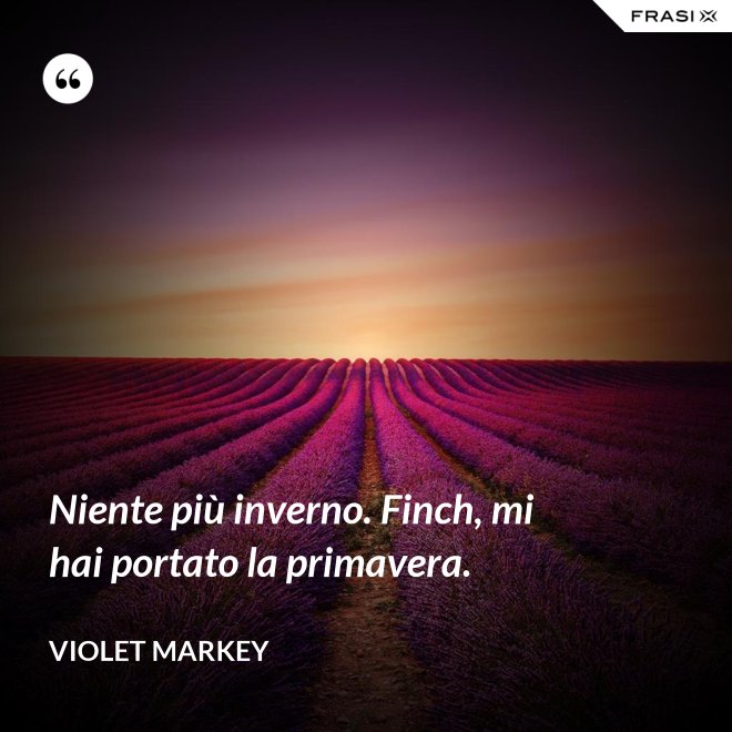 Niente più inverno. Finch, mi hai portato la primavera. - Violet Markey