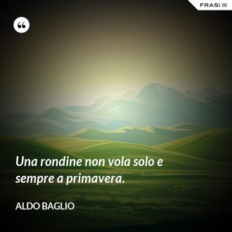 Una rondine non vola solo e sempre a primavera. - Aldo Baglio