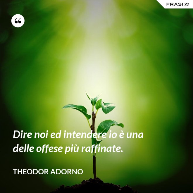Dire noi ed intendere io è una delle offese più raffinate. - Theodor Adorno