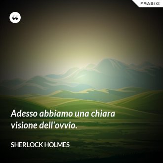 Adesso abbiamo una chiara visione dell'ovvio. - Sherlock Holmes