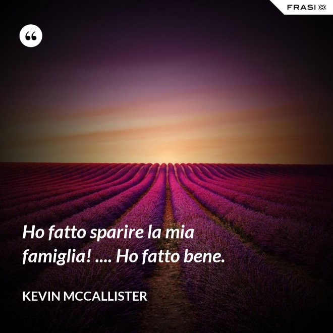 Ho fatto sparire la mia famiglia! .... Ho fatto bene. - Kevin McCallister