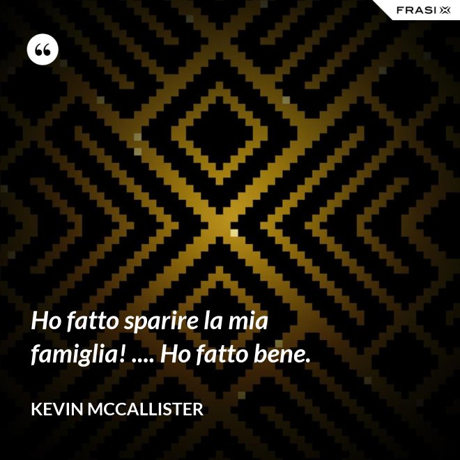 Ho fatto sparire la mia famiglia! .... Ho fatto bene. - Kevin McCallister