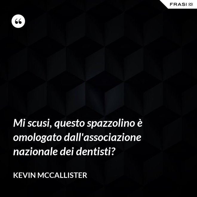 Mi scusi, questo spazzolino è omologato dall'associazione nazionale dei dentisti? - Kevin McCallister