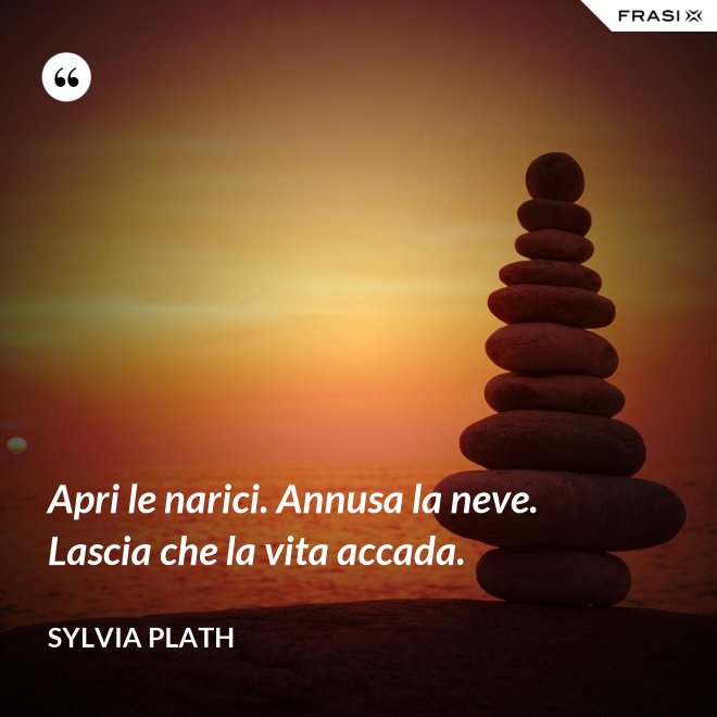 Apri le narici. Annusa la neve. Lascia che la vita accada. - Sylvia Plath