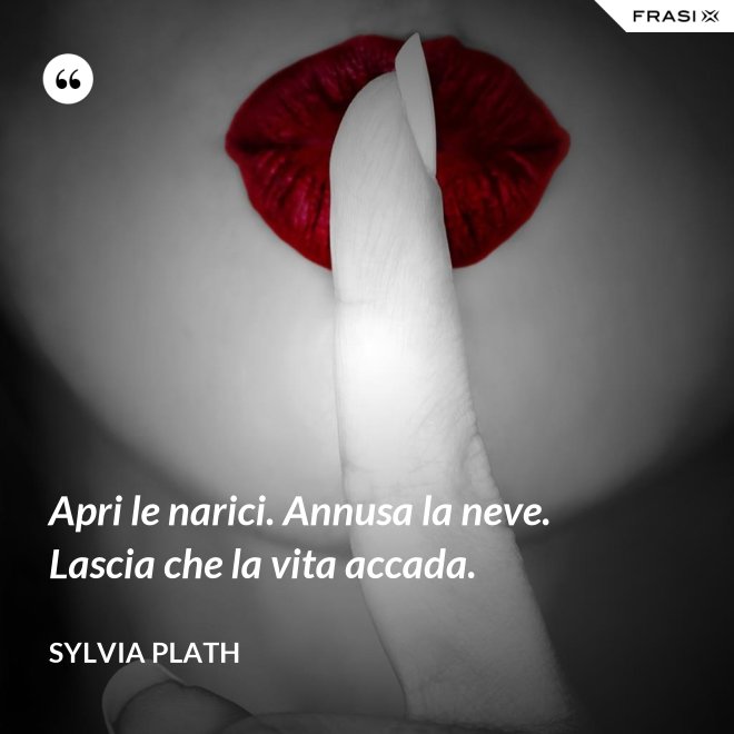 Apri le narici. Annusa la neve. Lascia che la vita accada. - Sylvia Plath