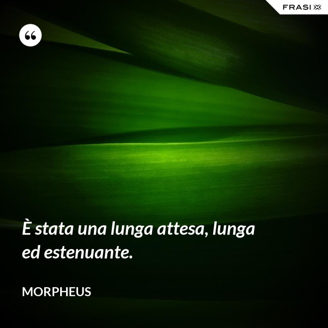 È stata una lunga attesa, lunga ed estenuante. - Morpheus