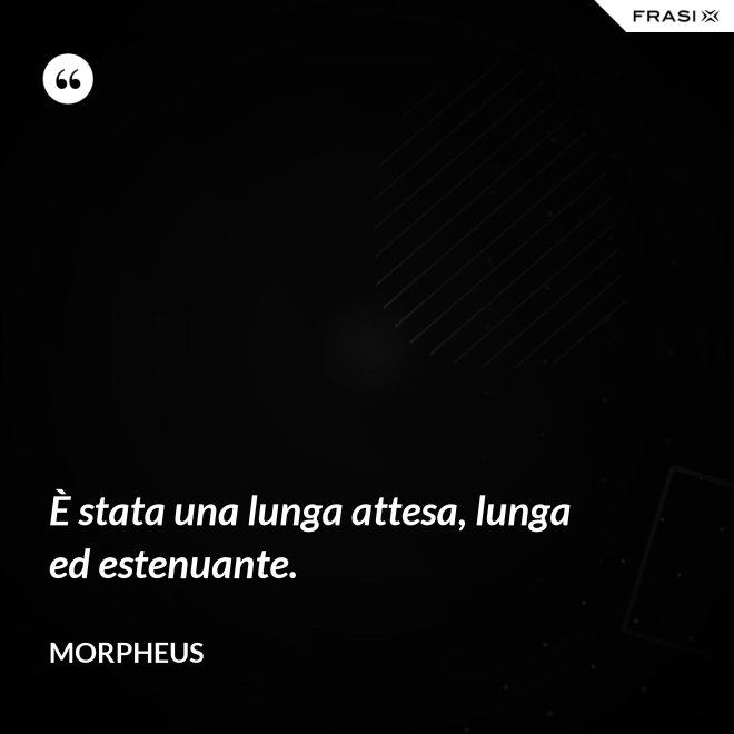 È stata una lunga attesa, lunga ed estenuante. - Morpheus