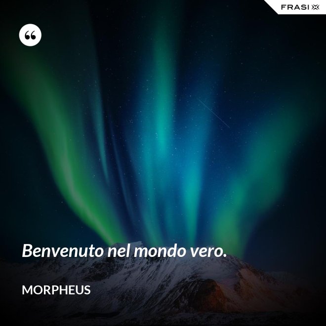 Benvenuto nel mondo vero. - Morpheus