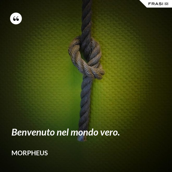 Benvenuto nel mondo vero. - Morpheus