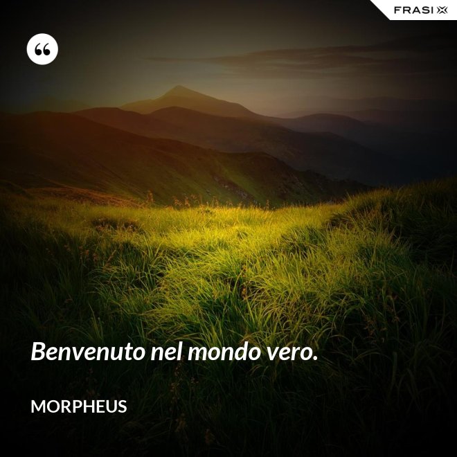 Benvenuto nel mondo vero. - Morpheus