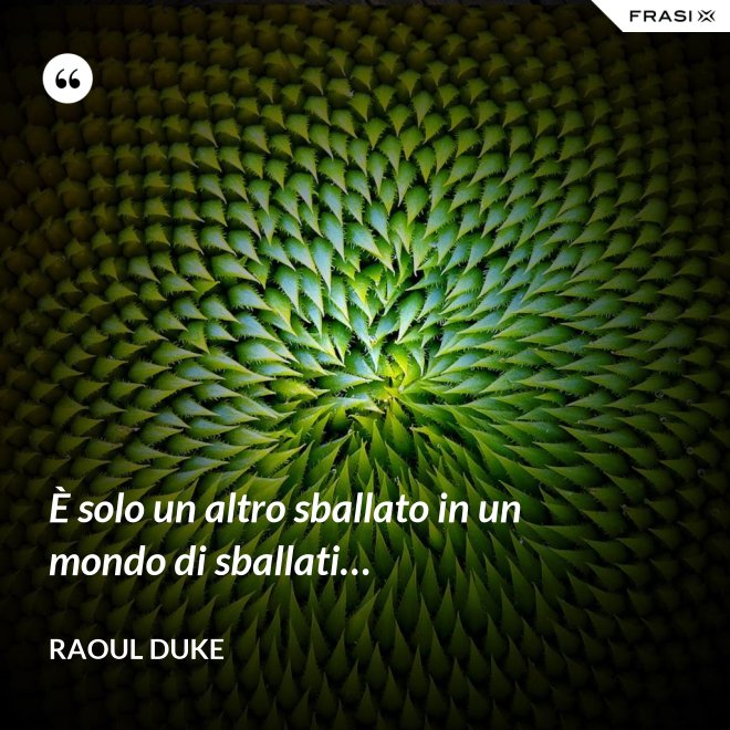 È solo un altro sballato in un mondo di sballati… - Raoul Duke