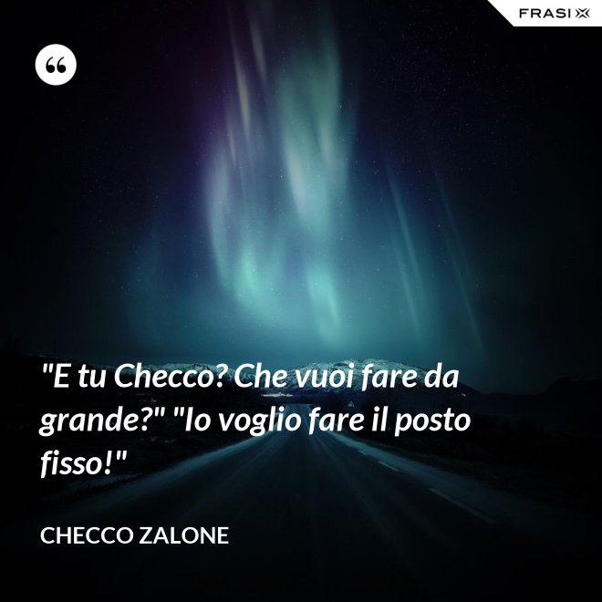 "E tu Checco? Che vuoi fare da grande?" "Io voglio fare il posto fisso!" - Checco Zalone
