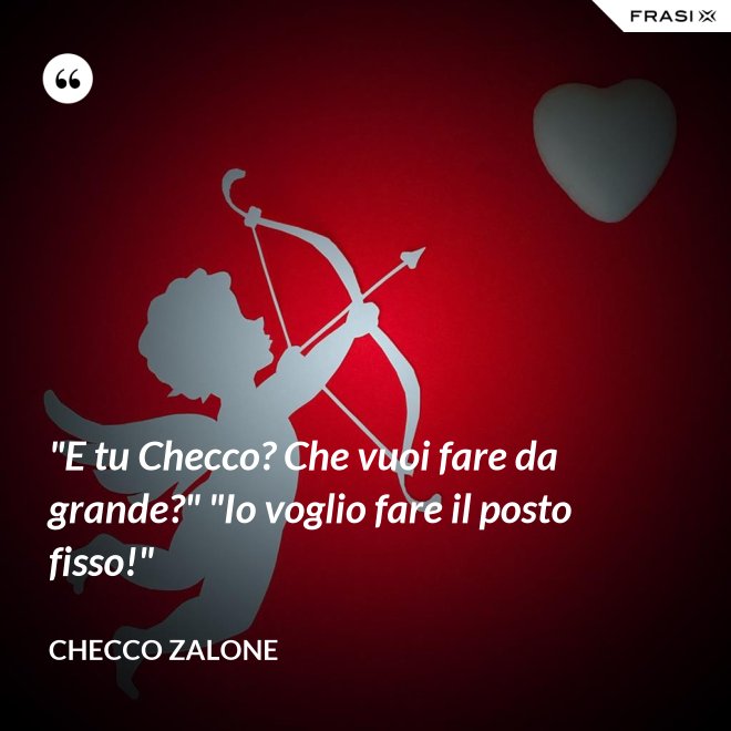 "E tu Checco? Che vuoi fare da grande?" "Io voglio fare il posto fisso!" - Checco Zalone