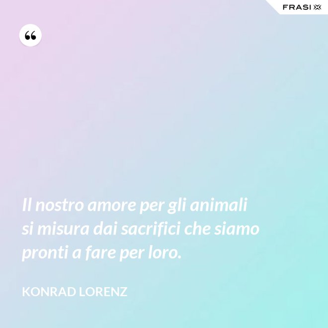 Il nostro amore per gli animali si misura dai sacrifici che siamo pronti a fare per loro. - Konrad Lorenz