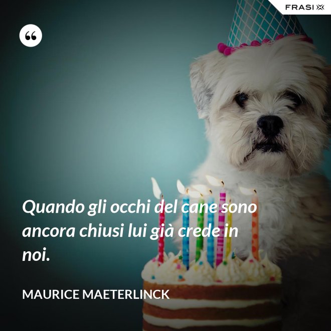 Quando gli occhi del cane sono ancora chiusi lui già crede in noi. - Maurice Maeterlinck