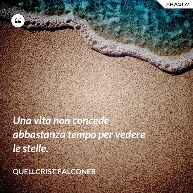 Una vita non concede abbastanza tempo per vedere le stelle. - Quellcrist Falconer