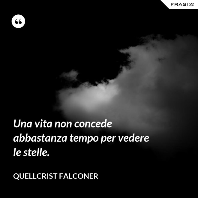 Una vita non concede abbastanza tempo per vedere le stelle. - Quellcrist Falconer