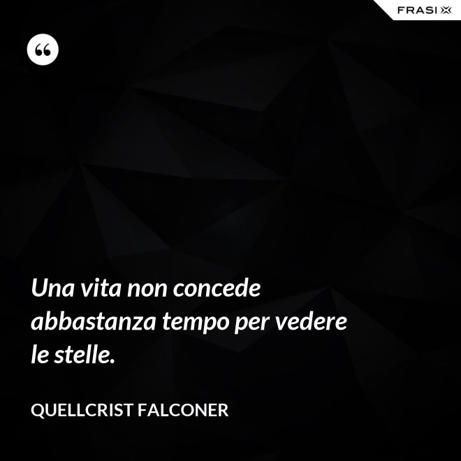 Una vita non concede abbastanza tempo per vedere le stelle. - Quellcrist Falconer