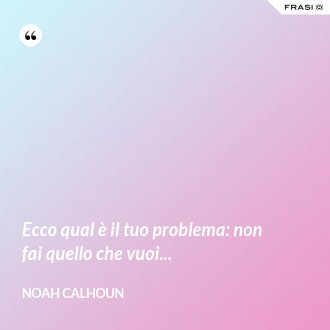 Ecco qual è il tuo problema: non fai quello che vuoi... - Noah Calhoun