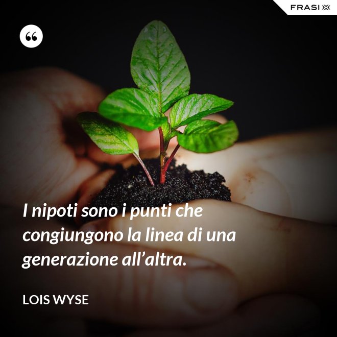 I nipoti sono i punti che congiungono la linea di una generazione all’altra. - Lois Wyse
