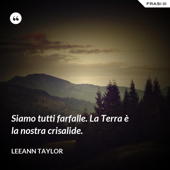Siamo tutti farfalle. La Terra è la nostra crisalide. - LeeAnn Taylor