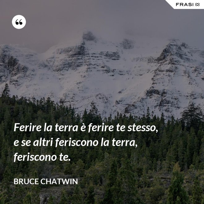 Ferire la terra è ferire te stesso, e se altri feriscono la terra, feriscono te. - Bruce Chatwin
