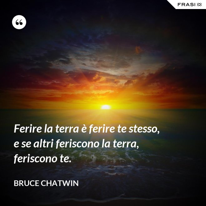 Ferire la terra è ferire te stesso, e se altri feriscono la terra, feriscono te. - Bruce Chatwin