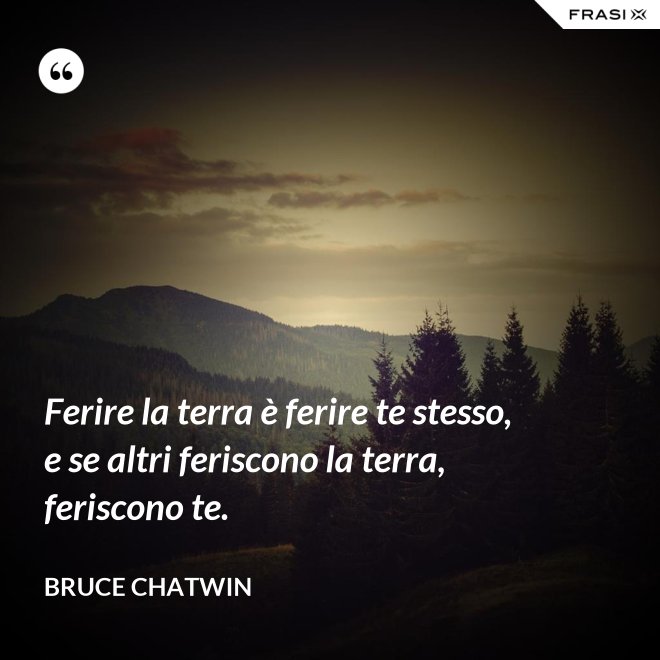 Ferire la terra è ferire te stesso, e se altri feriscono la terra, feriscono te. - Bruce Chatwin