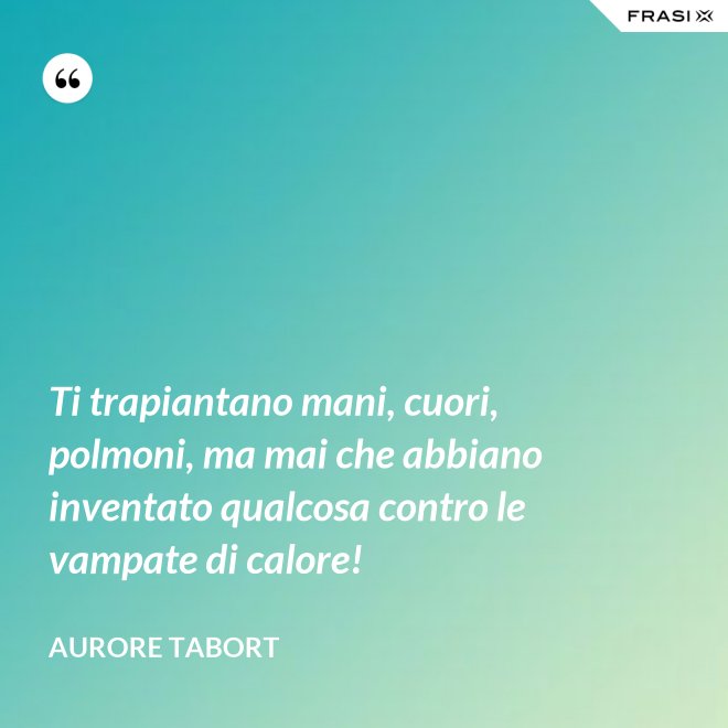 Ti trapiantano mani, cuori, polmoni, ma mai che abbiano inventato qualcosa contro le vampate di calore! - Aurore Tabort