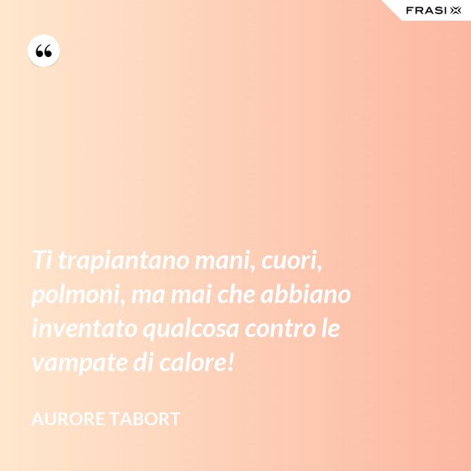 Ti trapiantano mani, cuori, polmoni, ma mai che abbiano inventato qualcosa contro le vampate di calore! - Aurore Tabort