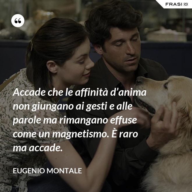 Accade che le affinità d’anima non giungano ai gesti e alle parole ma rimangano effuse come un magnetismo. È raro ma accade. - Eugenio Montale