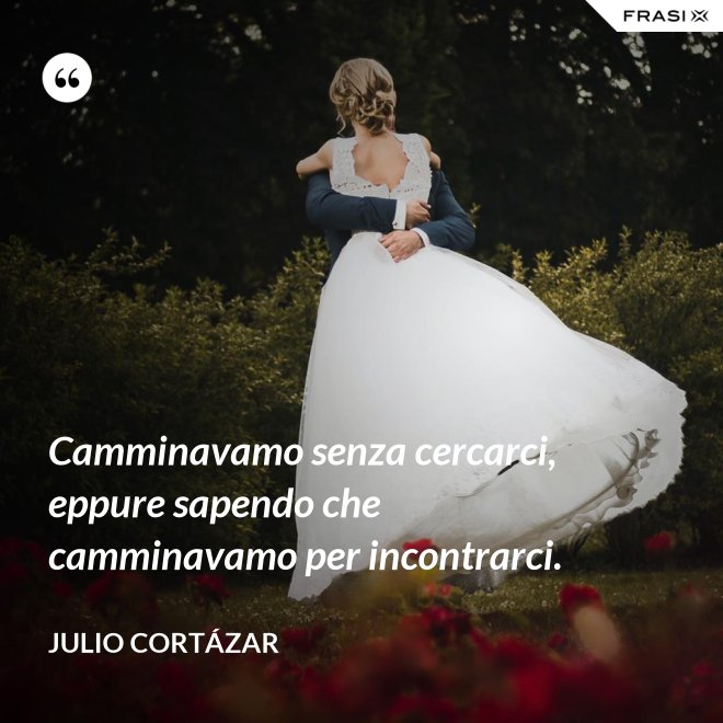 Camminavamo senza cercarci, eppure sapendo che camminavamo per incontrarci. - Julio Cortázar
