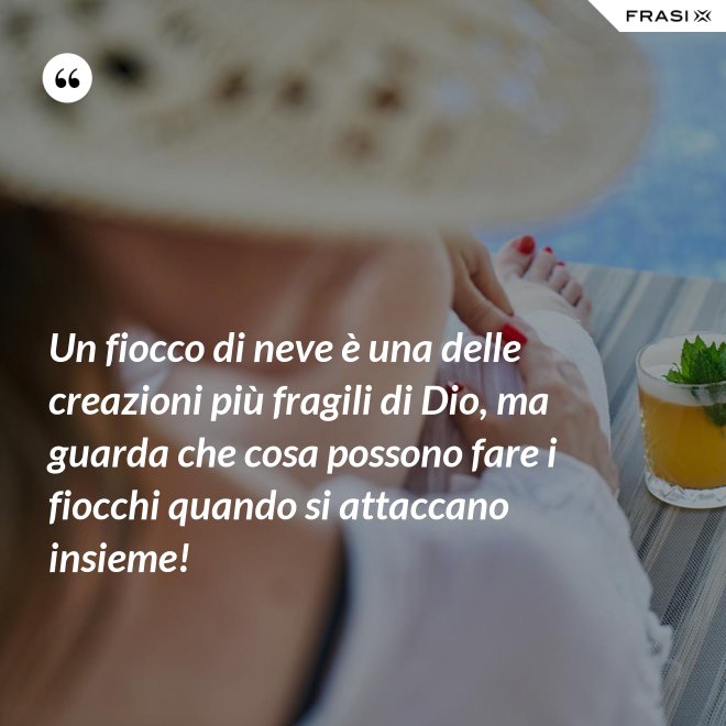 Un fiocco di neve è una delle creazioni più fragili di Dio, ma guarda che cosa possono fare i fiocchi quando si attaccano insieme! - Anonimo