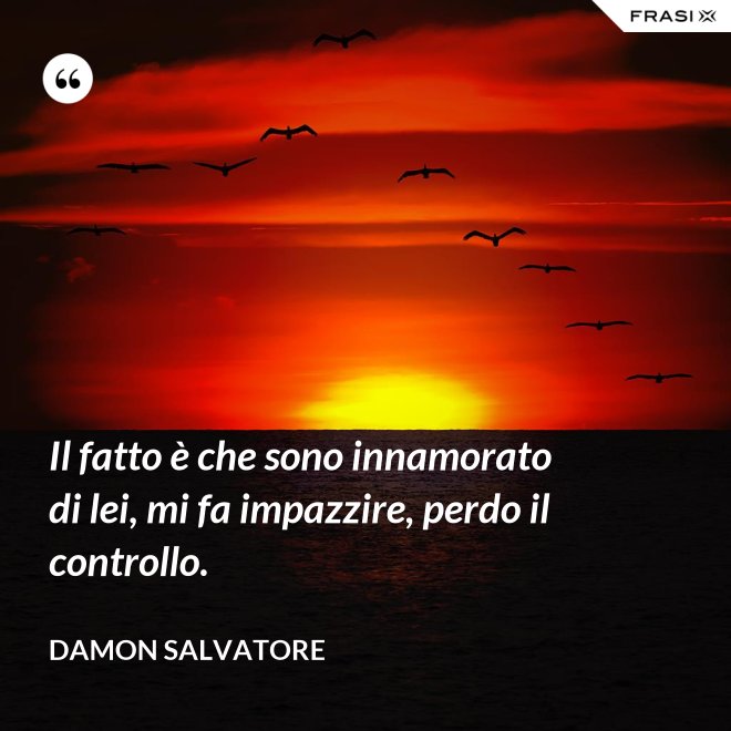 Il fatto è che sono innamorato di lei, mi fa impazzire, perdo il controllo. - Damon Salvatore